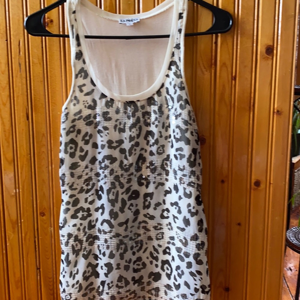 Express women’s black and white dressy tank top.